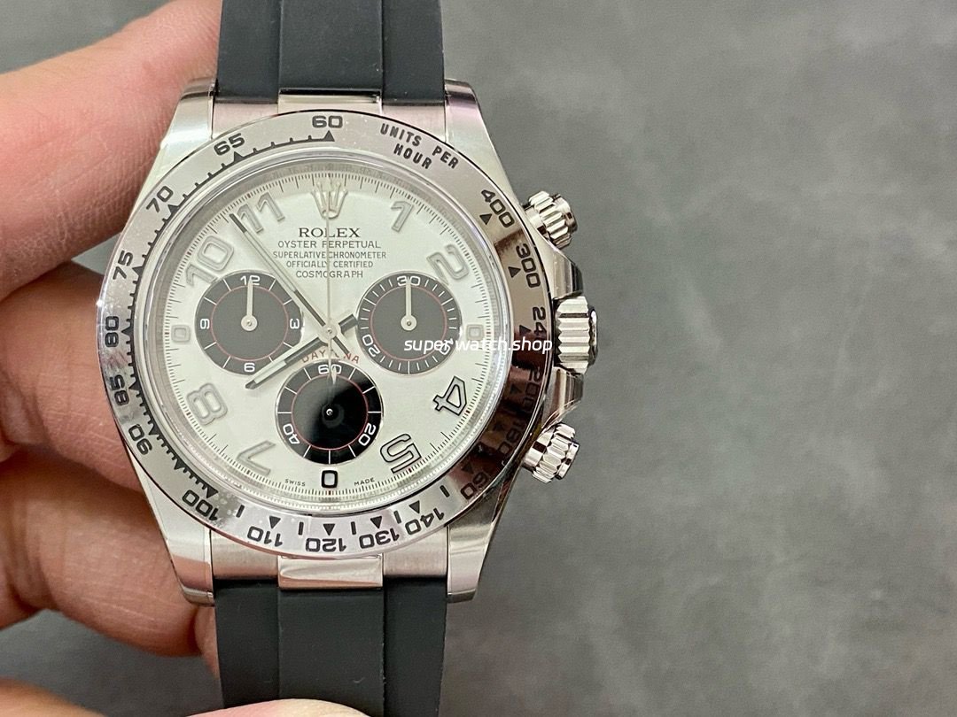 Clean-Factory-Rolex-Daytona-116519LN-40mm-White-Gold-Oysterflex-Arabic-Numb-3.jpg Clean Factory Rolex Daytona 116519LN 40mm White Gold Oysterflex Arabic Number Black Eye White Dial - Image 1