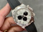 Clean Factory Rolex Daytona 116519LN 40mm White Gold Oysterflex Arabic Number Black Eye White Dial - Image 2