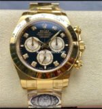 Clean Factory Rolex Daytona 126508-0003 40mm Full Yellow Gold Diamond Black Dial