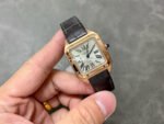 F1 Factory Cartier Santos Dumont WGSA0022 27.5mm Rose Gold Leather Strap Roman Numerals Silver Dial - Image 4