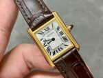 F1 Factory Cartier Tank Louis Cartier W1529856 22mm Yellow Gold Brown Leather Strap Roman Numerals Silver Dial - Image 2