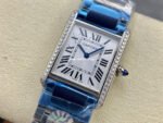 F1 Factory Cartier Tank Louis Cartier W4TA0017 25.5mm Diamond Bezel Full Steel Roman Numerals Silver Dial - Image 3