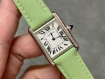 F1 Factory Cartier Tank Louis Cartier WSTA0042 22mm Steel Green Leather Strap Roman Numerals Silver Dial - Image 2