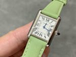 F1 Factory Cartier Tank Louis Cartier WSTA0042 22mm Steel Green Leather Strap Roman Numerals Silver Dial - Image 3