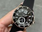 F5 Factory Cartier Calibre de Cartier Diver W7100056 42mm Steel Rubber Strap Roman Numerals Black Dial - Image 3