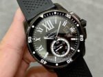 F5 Factory Cartier Calibre de Cartier Diver WSCA0006 42mm Steel Rubber Strap Roman Numerals Black Dial - Image 2