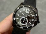F5 Factory Cartier Calibre de Cartier Diver WSCA0006 42mm Steel Rubber Strap Roman Numerals Black Dial - Image 3