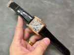 F5 Factory Cartier Tank MC W5330001 34mm Rose Gold Leather Strap Roman Numerals White Dial - Image 3