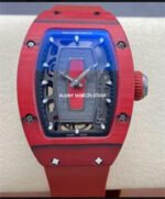 G+ Factory Richard Mille RM07-01 31.4mm Red Carbon Fiber Red Rubber Strap Skeletonized Dial