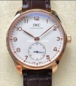 GR Factory IWC Portuguese IW358306 40mm Rose Gold Leather Strap Arabic Numerals White Dial