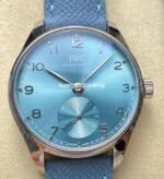 GR Factory IWC Portuguese IW358402 40mm Steel Leather Strap Arabic Numerals Ice Blue Dial