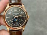 GR Factory Patek Philippe Annual Calendar 5205R-010 40mm Rose Gold Leather Strap Black Dial