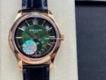 GR Factory Patek Philippe Annual Calendar 5205R-011 40mm Rose Gold Leather Strap Green Dial
