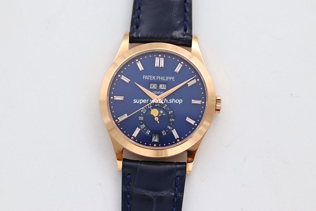 GR-Factory-Patek-Philippe-Annual-Calendar-5396-015-38mm-Yellow-Gold-Leather-Strap-Baguette-5.jpg GR Factory Patek Philippe Annual Calendar 5396-015 38mm Yellow Gold Leather Strap Baguette Diamond Blue Dial - Image 1