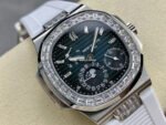 GR Factory Patek Philippe Nautilus 5712G 40mm Diamond Bezel Steel Leather Strap Blue Dial - Image 2