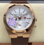GR Factory Vacheron Constantin Overseas Dual Time 7900V/000R-B336 41mm Gold Rubber Strap Silver Dial