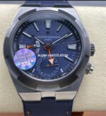 GR Factory Vacheron Constantin Overseas Dual Time 7910V/000T-B922 41mm Titanium Canvas Strap Gray Blue Dial