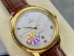 GT Factory Omega De Ville Co-Axial 434.53.40.20.02.002 40mm Gold Leather Strap Gold Point&Roman Number Silver Pupil Dial - Image 2