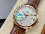 GT Factory Omega De Ville Prestige 424.53.40.20.02.001 39.5mm Rose Gold Leather Strap Gold Roman Number Silver Dial - Image 3