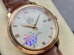GT Factory Omega De Ville Prestige 424.53.40.20.02.001 39.5mm Rose Gold Leather Strap Gold Roman Number Silver Dial - Image 2