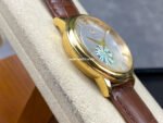 GT Factory Omega De Ville Prestige 424.53.40.20.52.001 39.5mm Gold Leather Strap Gold Roman Number Silver Dial - Image 5
