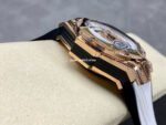 HB Factory Hublot Big Bang Sang Bleu 418.OX.2001.RX.1604.MXM20 45mm Rose Gold Diamond White Rubber Strap Skeletonized White Dial - Image 5