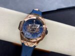 HB Factory Hublot Big Bang Sang Bleu 418.OX.5108.RX.MXM20 45mm Rose Gold Blue Rubber Strap Skeletonized Blue Dial - Image 4
