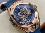 HB Factory Hublot Big Bang Sang Bleu 418.OX.5108.RX.MXM20 45mm Rose Gold Blue Rubber Strap Skeletonized Blue Dial - Image 2