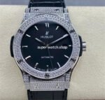 HB Factory Hublot Classic Fusion 542.NX.1171.LR.1704 42mm Titanium Diamond Leather Strap Black Dial
