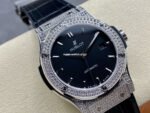 HB Factory Hublot Classic Fusion 542.NX.1171.LR.1704 42mm Titanium Diamond Leather Strap Black Dial - Image 2