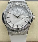 HB Factory Hublot Classic Fusion 550.NS.2200.RW.1804.ORL20 40mm Diamond Steel White Rubber Strap White Dial