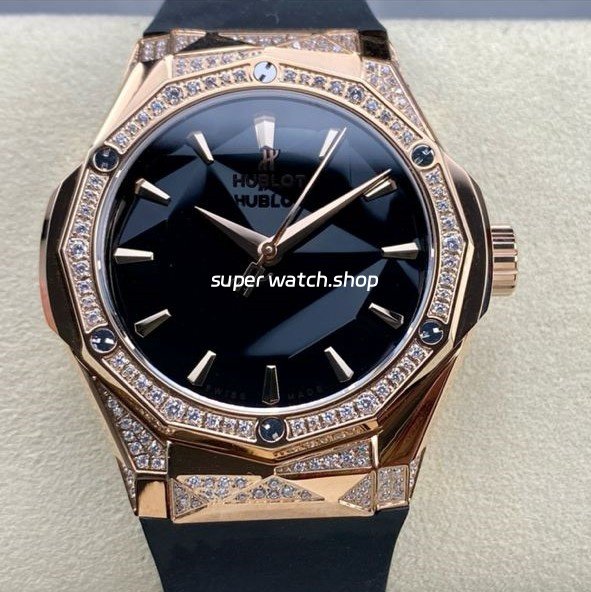 HB-Factory-Hublot-Classic-Fusion-550.OS_.1800.RX_.1804.ORL19-40mm-Diamond-Rose.jpg HB Factory Hublot Classic Fusion 550.OS.1800.RX.1804.ORL19 40mm Diamond Rose Gold Black Rubber Strap Black Dial - Image 1