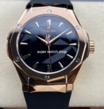 HB Factory Hublot Classic Fusion 550.OS.1800.RX.ORL19 40mm Rose Gold Black Rubber Strap Black Dial