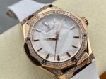 HB Factory Hublot Classic Fusion 550.OS.2200.RW.1804.ORL20 40mm Diamond Rose Gold White Rubber Strap White Dial - Image 2