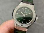 HB Factory Hublot Classic Fusion  565.NX.8970.LR 38mm Titanium Leather Strap Green Dial - Image 3