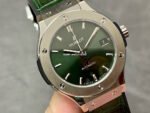 HB Factory Hublot Classic Fusion  565.NX.8970.LR 38mm Titanium Leather Strap Green Dial - Image 2