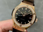 HB Factory Hublot Classic Fusion 565.OX.1480.LR.1204 38mm Rose Gold Leather Strap Black Dial - Image 3