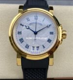 HG Factory Breguet Marine 5817BA129V8 39mm Gold Rubber Strap Silver Dial