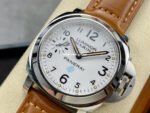 HW Factory Panerai Luminor Marina Logo Pam00778 44mm Steel Leather Strap Arabic Numerals White Dial - Image 3