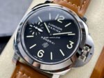 HW Factory Panerai Luminor Marina PAM 00005 44mm Steel Leather Strap Arabic Numerals Black Dial - Image 3