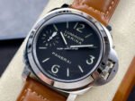 HW Factory Panerai Luminor Marina PAM 00111 44mm Steel Leather Strap Arabic Numerals Black Dial - Image 3