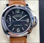 HW Factory Panerai Luminor Marina PAM 00111 44mm Steel Leather Strap Arabic Numerals Black Dial