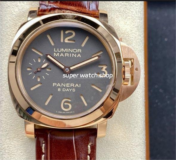 HW-Factory-Panerai-Luminor-Marina-PAM00511-44mm-Rose-Gold-Leather-Strap-Arabic-Numerals-Grey-Dial-3.jpg HW Factory Panerai Luminor Marina PAM00511 44mm Rose Gold Leather Strap Arabic Numerals Grey Dial - Image 1