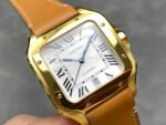 J12 Factory Cartier Santos WGSA0029 39.8mm Leather Strap Roman Numerals White Dial - Image 2