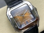 J12 Factory Cartier Santos WSSA0064 39.8mm Leather Strap Roman Numerals Brown Dial - Image 2
