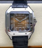 J12 Factory Cartier Santos WSSA0064 39.8mm Leather Strap Roman Numerals Brown Dial