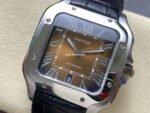 J12 Factory Cartier Santos WSSA0064 39.8mm Leather Strap Roman Numerals Brown Dial - Image 3