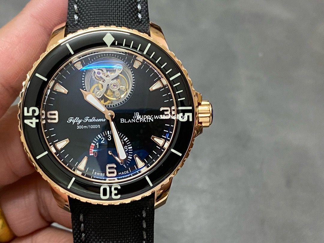JB-Factory-Blancpain-Fifty-Fathoms-5025-3630-52A-45mm-Rose-Gold-Satin-Strap-Black-Dial-2.jpg JB Factory Blancpain Fifty Fathoms 5025-3630-52A 45mm Rose Gold Satin Strap Black Dial - Image 1