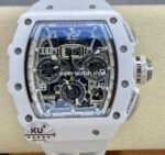 KU Factory Richard Mille RM 011-03 44.5mm Titanium White Rubber Strap Arabic Numerals Skeletonized Dial