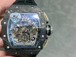 KU Factory Richard Mille RM11-03 44.5mm Carbon Fiber Black Rubber Strap Skeletonized Dial